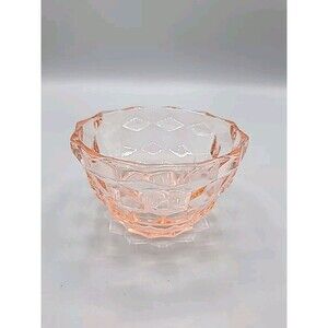 Vintage Jeannette Pink Depression Glass Cubist 4.25 Inch Bowl